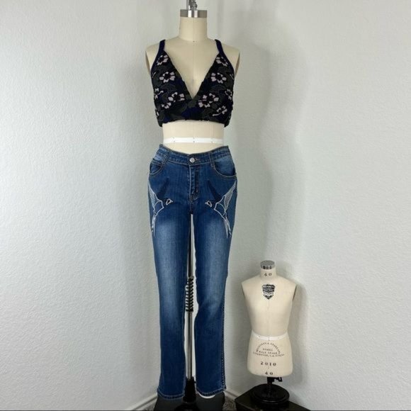 stella mccartney Swallow Embroidered Skinny Jeans Blue - Picture 15 of 15